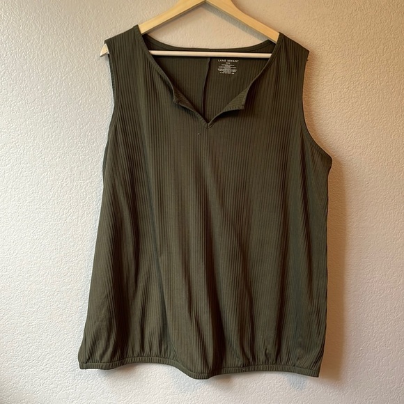 Lane Bryant Textured Olive Green Tank Top sz 22/24 - Picture 2 of 11
